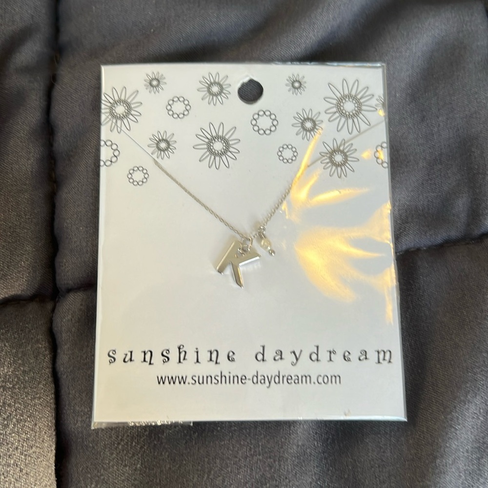 NWT Silver and Pearl Dainty Initial Necklace “K”